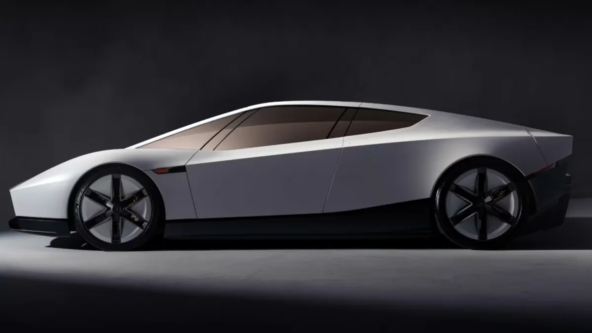 特斯拉發表第二代Roadster,展示倒掛行駛、空中翻轉及飛越車陣等技術,新車規劃2028年量產,台灣預購訂金最高755萬元,頂規飛行版採邀請制。(圖/翻攝自Tesla YouTube)