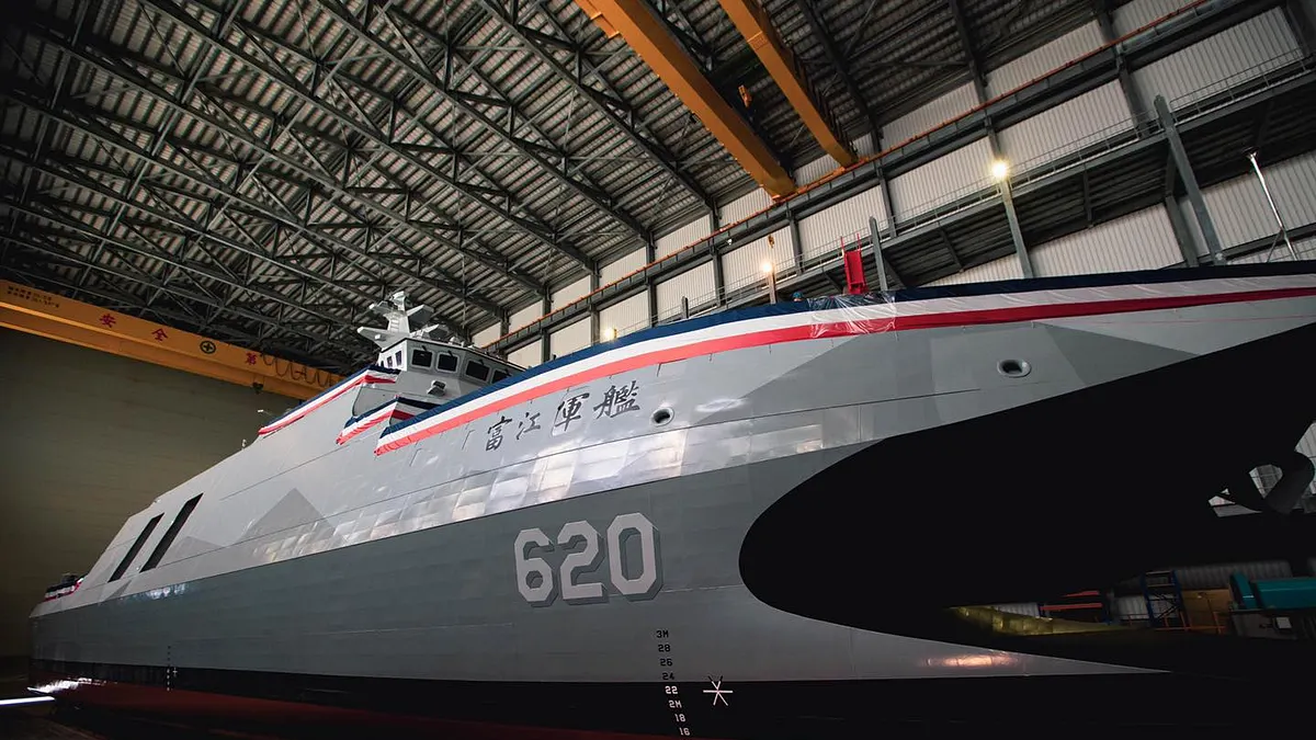 海軍第二艘「富江軍艦」21日下水。(軍聞社提供) 海軍第二艘「富江軍艦」21日下水。(軍聞社提供)