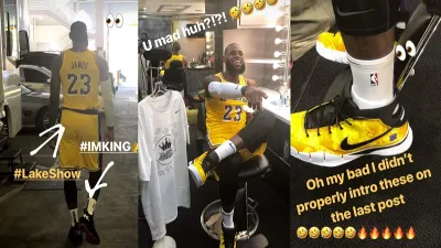 昨晚詹皇在社群媒體《Instagram》上發布了自己與NBA電玩《NBA 2K》拍照。 (擷取至詹皇IG)