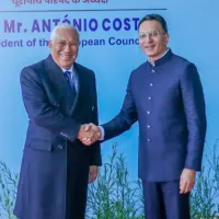 歐盟理事會主席安東尼奧·科斯塔(Antonio Costa)抵達新德里,對印度進行國事訪問。(圖/取自印度外交部官網) 歐盟理事會主席安東尼奧·科斯塔(Antonio Costa)抵達新德里,對印度進行國事訪問。(圖/取自印度外交部官網)