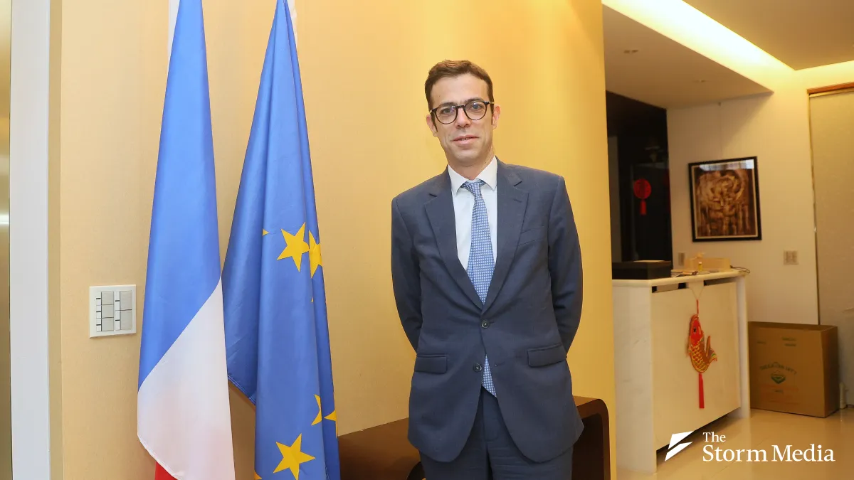 Franck Paris, Director of the French Office in Taipei, holds his final press conference before departing Taiwan on July 7, 2026. (Photo by Ko Cheng-hui)