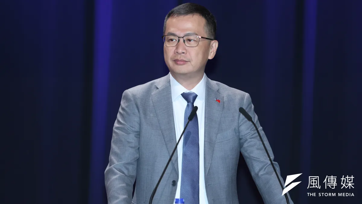 中國國民黨黨主席參選人羅智強參與選舉電視辯論會。(陳品佑攝)