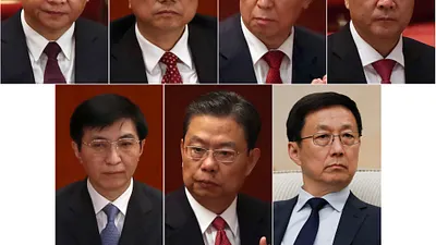 中共十九大一中全會25日召開,以習近平為首的7名中央政治局常委亮相(AP)