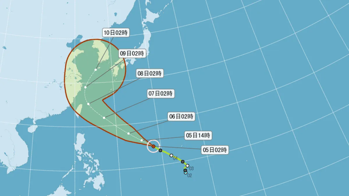 7月5號颱風尼伯特路線預估。(取自中央氣象局網站)