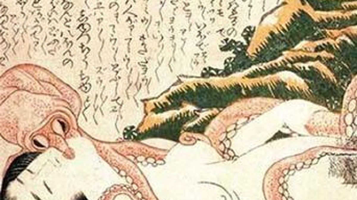 葛飾北齋所繪春宮圖《喜能會之故真通》局部。(圖/澎湃新聞提供) 葛飾北齋所繪春宮圖《喜能會之故真通》局部。(圖/澎湃新聞提供)