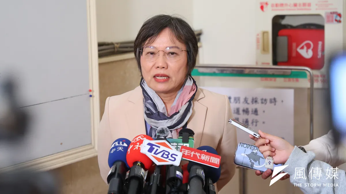 內政部長劉世芳5日針對「小紅書遭封鎖一年議題」接受媒體聯訪。(顏麟宇攝)