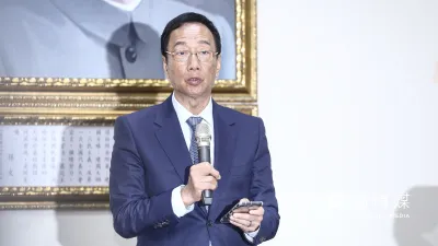 20190513-國民黨主席吳敦義與鴻海集團董事長郭台銘會面,會後記者會。(陳品佑攝)