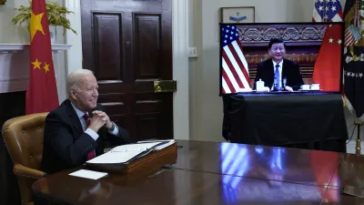 拜習會。美國總統拜登與中國國家主席習近平舉行視訊會議(美聯社)