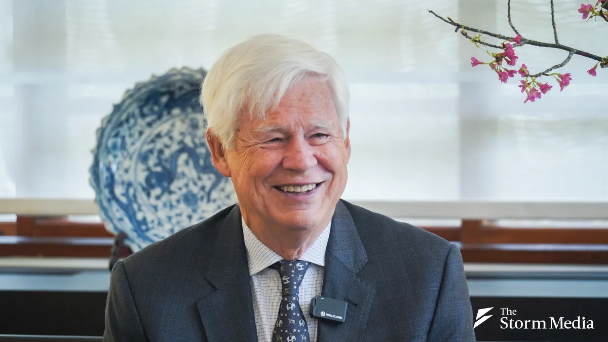 Nobel Prize winner in Economics Robert Engle accepts an exclusive interview with Storm Media. (Photo / Tsai Chin-chieh)