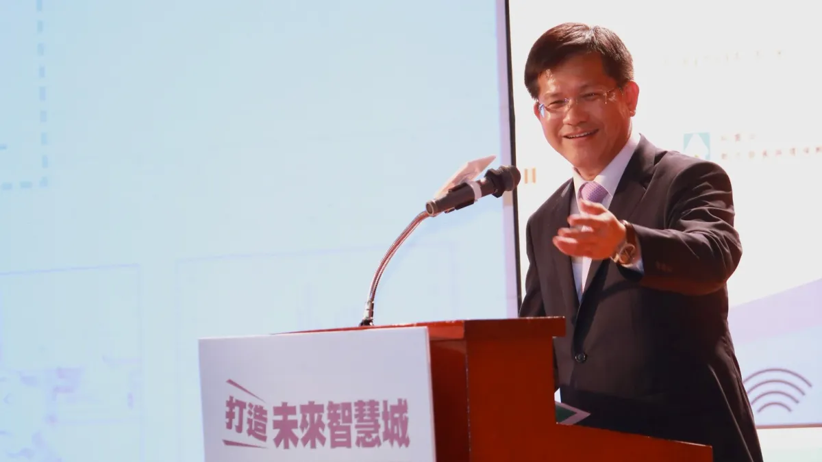 台中市長林佳龍到場分享台中市發展智慧城市的經驗。(圖/台中市政府提供)