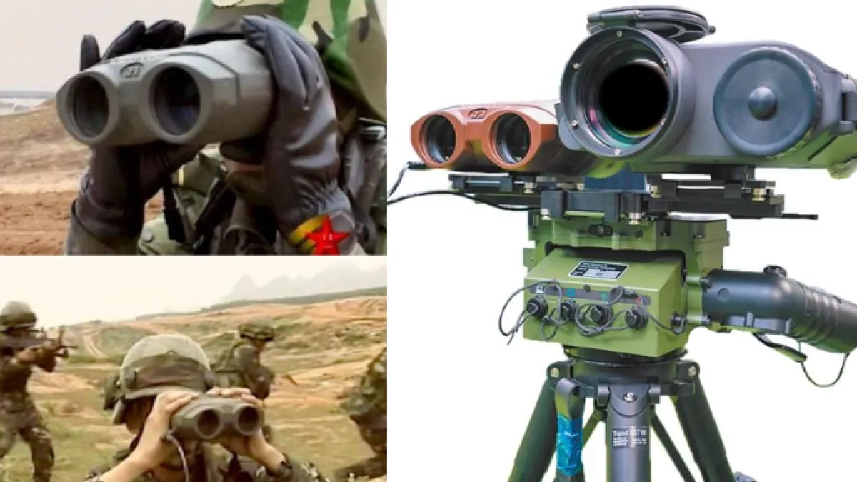 右圖為國軍多功能雷觀機,型號:TS102A1,其左方棕色部件為「測距儀」型號:VECTOR 23。(圖/取自青年日報) 左圖為「中國人民解放軍」使用之同款「測距儀」。(圖/取自中國軍網)