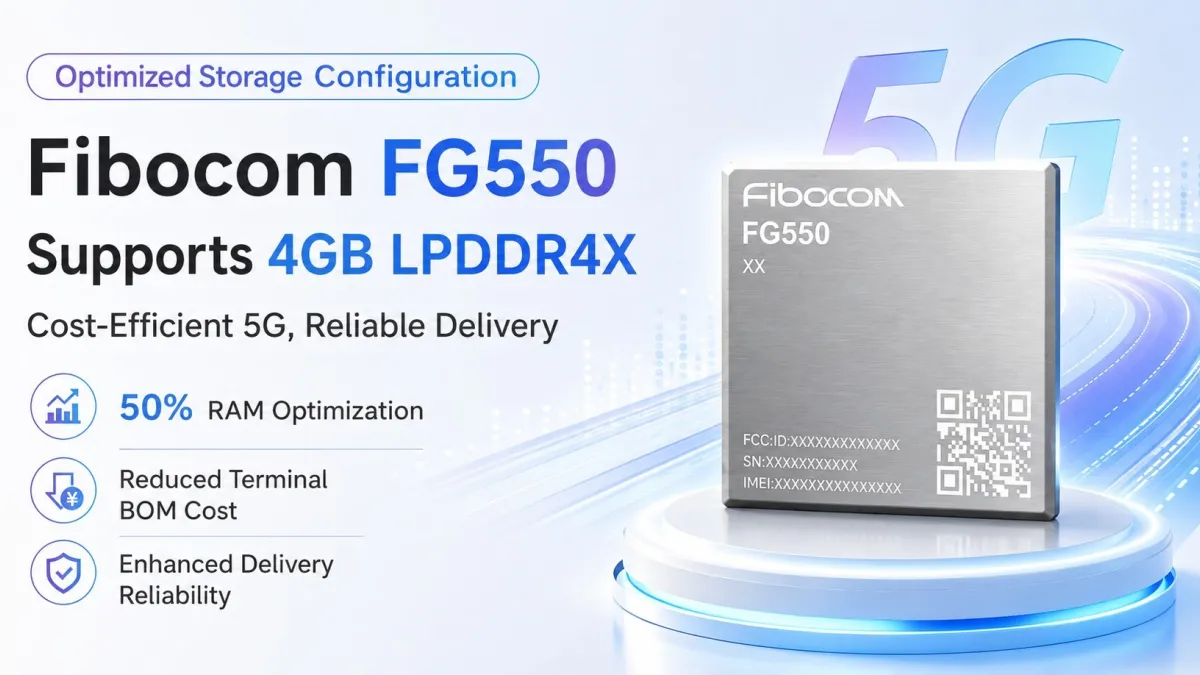 Fibocom Achieves 4Gb LPDDR4x Memory Optimization on FG550, Strengthening Cost and Supply Competitiveness for 5G Devices