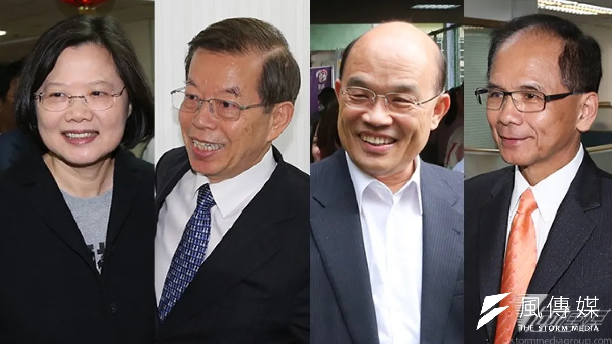 民進黨今日舉行全代會,重頭戲就是改選中常委和中執委等黨權力核心,並決定蔡英文、謝長廷、蘇貞昌、游錫堃在黨內的實力分佈。(風傳媒鄭立瑋合成)