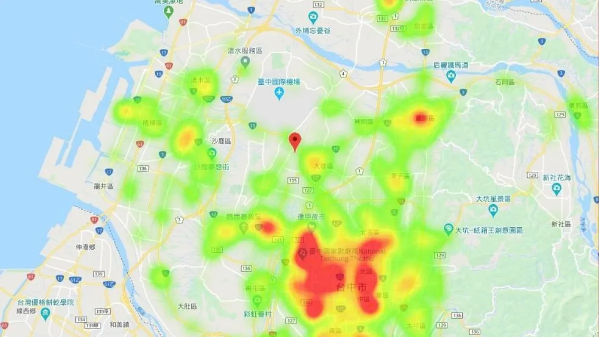 台中市政府於購物節APP公布「消費熱度分析圖」,未來將會持續更新,讓民眾掌握哪些區域最有買氣。(台中市政府提供)