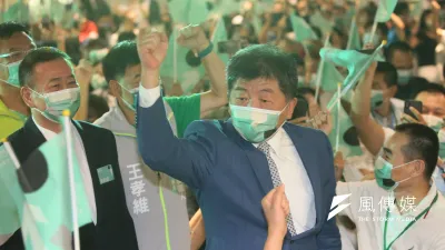 民進黨台北市長參選人陳時中9日出席2022陳時中競選市長內科園區產業後援會成立大會。(柯承惠攝)