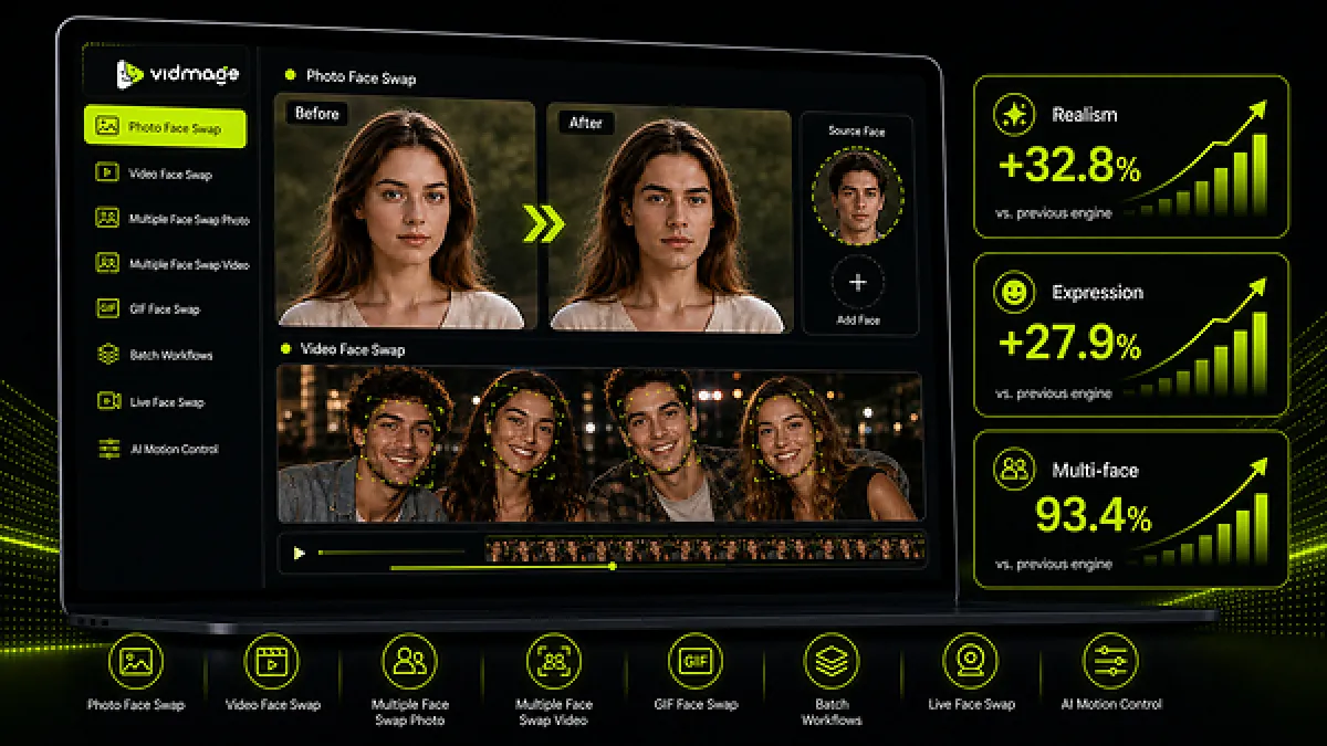 VidMage Reports Measured Gains in Realistic Video Face Swap, Motion Stability, and Multi-Face Video