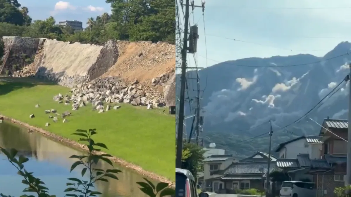 熊本でマグニチュード7.1の地震が発生し、SNSには土砂崩れの様子を捉えた映像が投稿された。熊本城の一部でも被害が出たと報じられている。(写真/Xより)