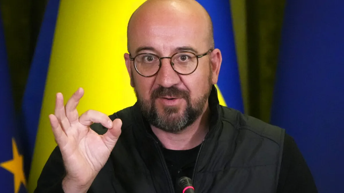 2022年4月20日,歐洲理事會主席米歇爾(Charles Michel)率團訪問基輔,會晤烏克蘭總統哲連斯基。(美聯社)