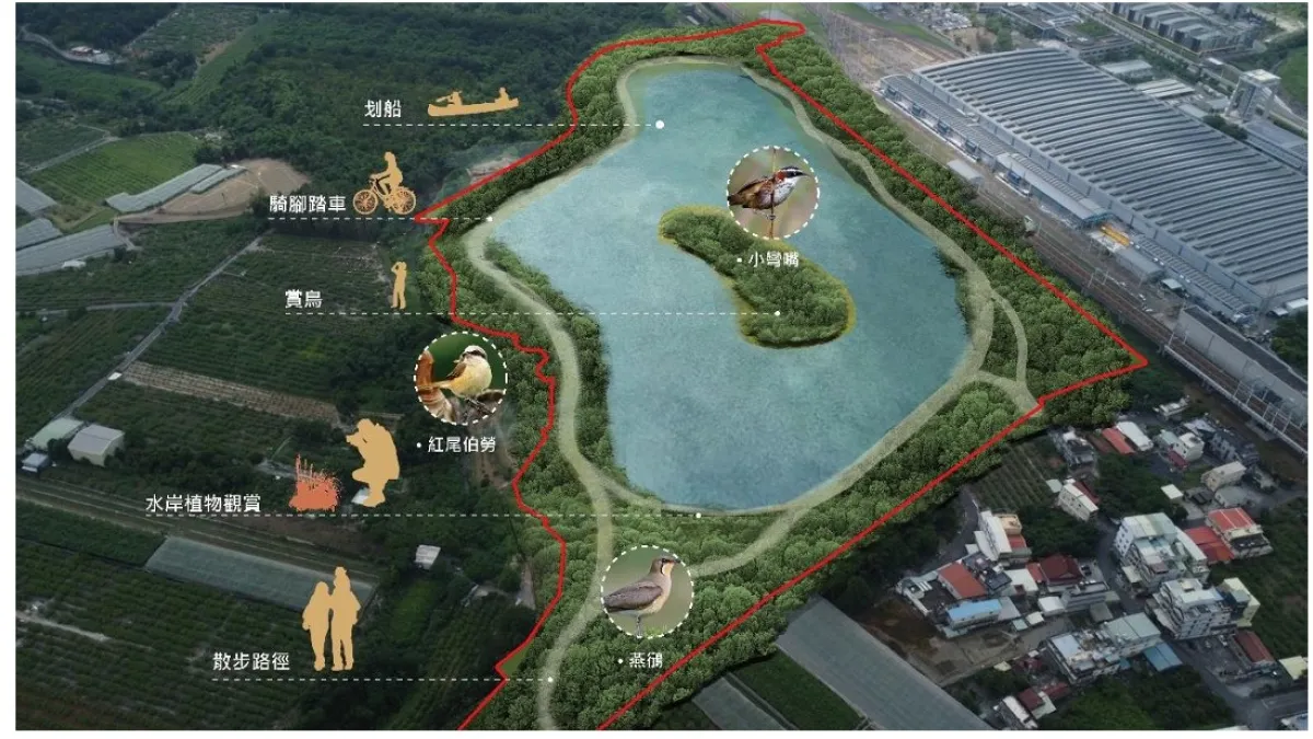 水利工程角宿滯洪池願景圖。(圖/高市水利局提供)