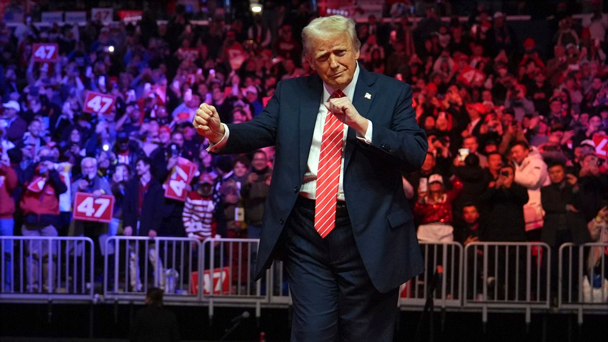 2025年1月19日星期日。當選總統川普(Donald Trump)在華盛頓出席第60屆總統就職典禮前的集會。(AP) 2025年1月19日星期日。當選總統川普(Donald Trump)在華盛頓出席第60屆總統就職典禮前的集會。(AP)