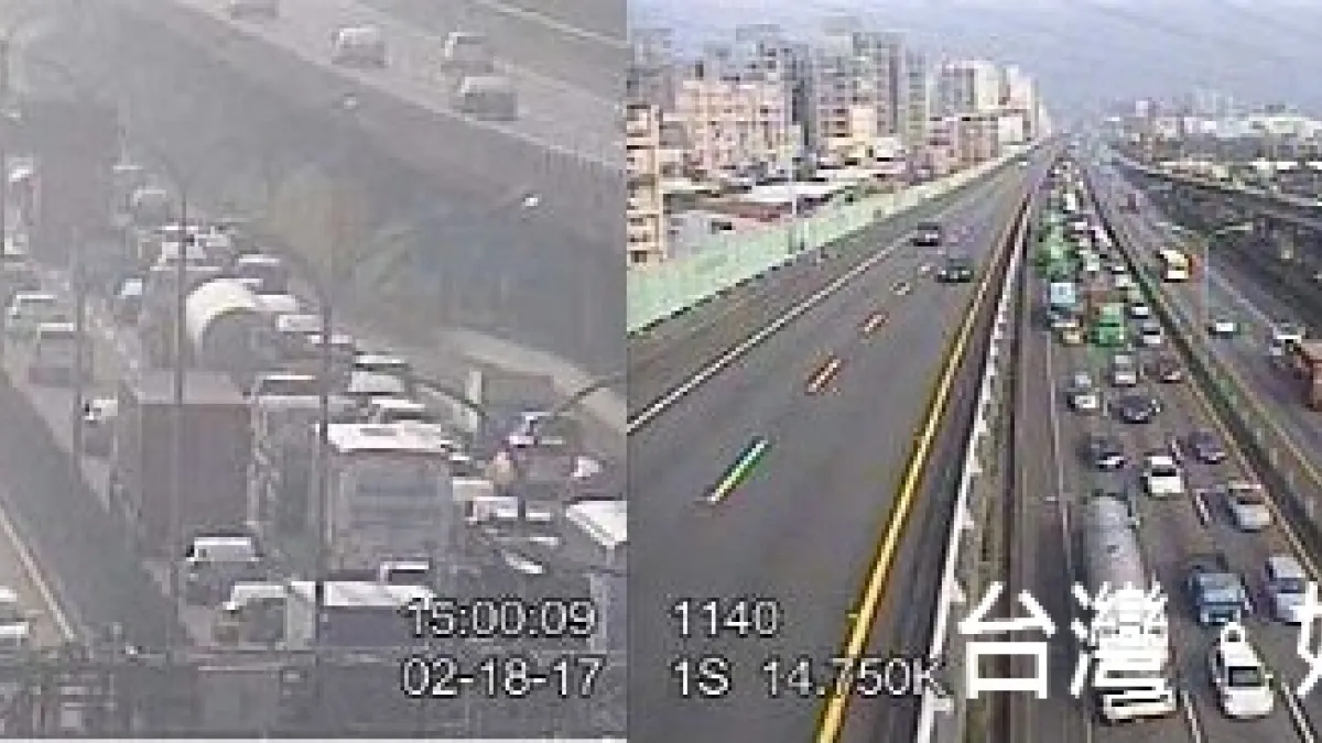 國道1號汐五高架貨車追撞 內湖至圓山路段大塞車