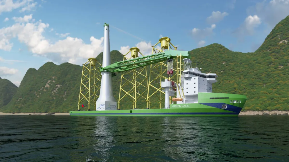 台船新一代離岸風電大型浮吊船”Green Jade”。(圖/台船提供)