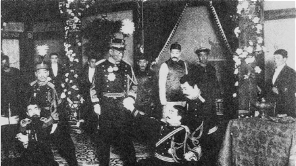 川上音二郎於明治座演出《奧賽羅》劇照,陳大禹曾演出莎士比亞原著《奧賽洛》改編的《疑雲》,但各界說法不一。(資料來源:早稻田演劇博物館,作者提供) 川上音二郎於明治座演出《奧賽羅》劇照,陳大禹曾演出莎士比亞原著《奧賽洛》改編的《疑雲》,但各界說法不一。(資料來源:早稻田演劇博物館,作者提供)