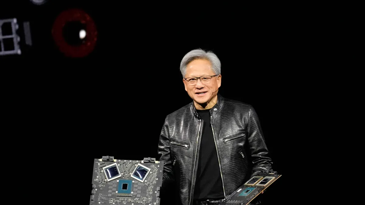 輝達執行長黃仁勳在GTC大會後,出席矽谷台灣人餐會,感謝台灣廠商一路陪伴輝達成長。(資料照,美聯社) 輝達執行長黃仁勳在GTC大會後,出席矽谷台灣人餐會,感謝台灣廠商一路陪伴輝達成長。(資料照,美聯社)