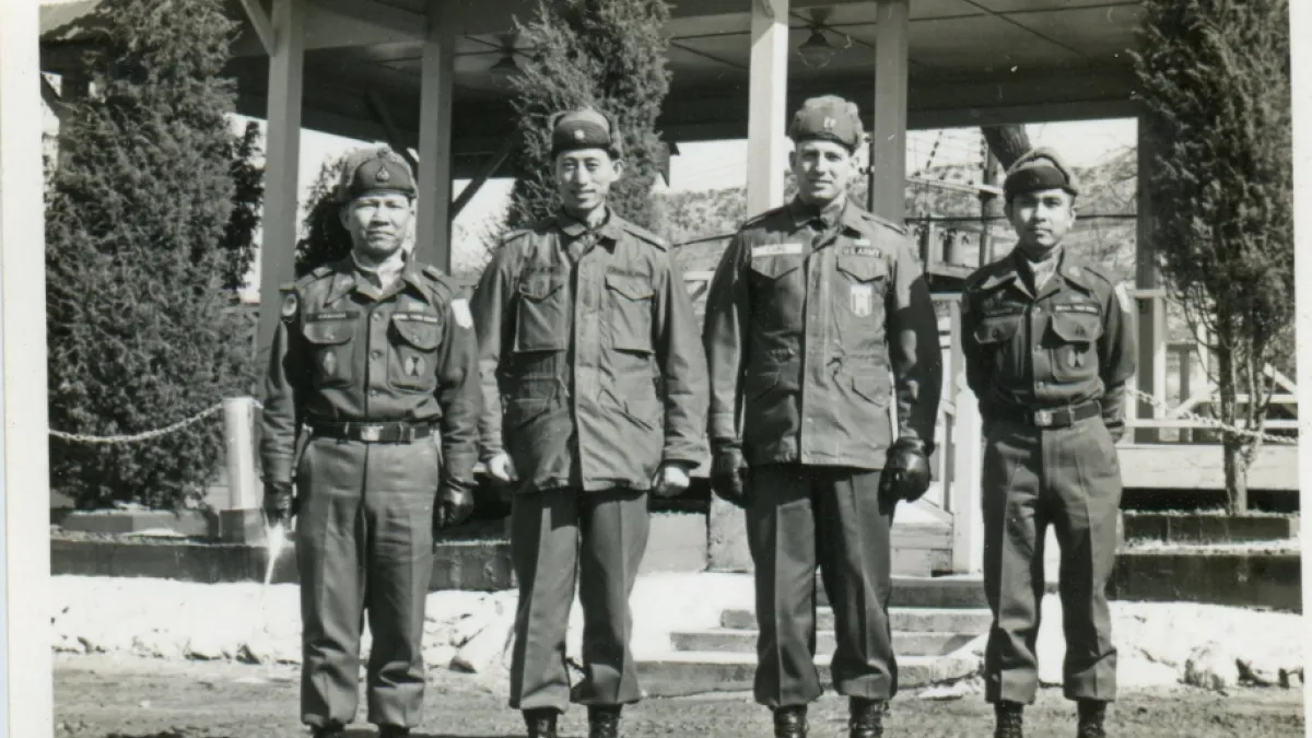 國軍上校潘長發60年代被派往韓國,擔任駐韓美軍代理營長,並與駐南韓的泰國軍隊交流。(圖/潘長發)