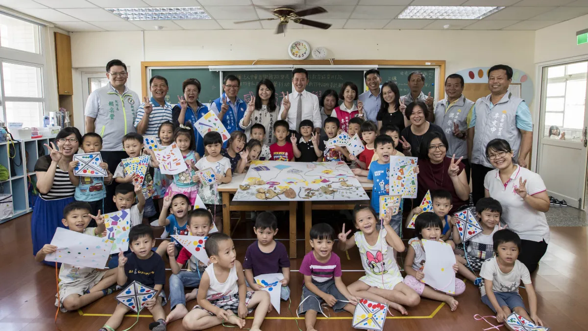 今年剛設立的南寮非營利幼兒園今日舉辦迎新活動,該園提供4班共120個就讀名額。(圖/新竹市政府提供)