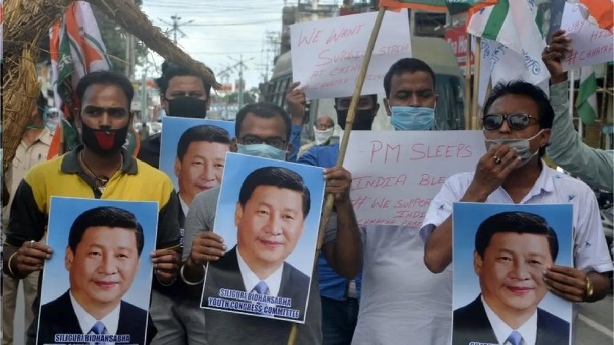 中印邊境發生衝突後,印度多地發生抗議中國抵制中國產品的活動。(BBC中文網)