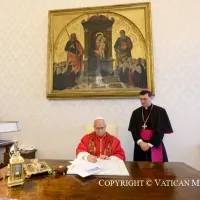 Pope Leo XIV signs Magnifica Humanitas at the Vatican on May 15, 2026. The encyclical, released publicly ten days later, calls for stronger global governance of artificial intelligence. (Photo: Vatican Media) Pope Leo XIV signs Magnifica Humanitas at the Vatican on May 15, 2026. The encyclical, released publicly ten days later, calls for stronger global governance of artificial intelligence. (Photo: Vatican Media)