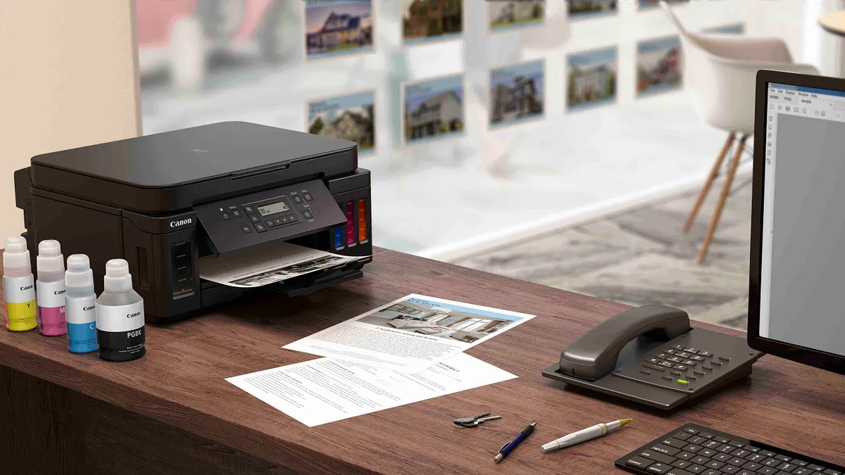 Canon 拓展旗下商用連供印表機 G 系列陣容 G6070 、 G5070 、 GM2070 ,結合小尺寸、自動雙面列印、大進紙能力、有線無線網路相容性,以最精省的成本,提供極高列印量。(圖/Canon提供) Canon 拓展旗下商用連供印表機 G 系列陣容 G6070 、 G5070 、 GM2070 ,結合小尺寸、自動雙面列印、大進紙能力、有線無線網路相容性,以最精省的成本,提供極高列印量。(圖/Canon提供)