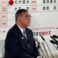 2025年7月20日参議院選挙の開票日、自民党開票センターにて結果を見守る石破茂総裁・首相。(写真/黄信維撮影) 2025年7月20日参議院選挙の開票日、自民党開票センターにて結果を見守る石破茂総裁・首相。(写真/黄信維撮影)