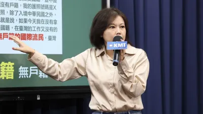 國民黨北市士林大同立委參選人游淑慧11日於國民黨中央黨部出席「蕭美琴國籍自白新事證」記者會。(國民黨提供)