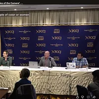 FCCJは11月17日、AMLC主催の「Vibrant Videos」で John Flanagan 氏と Rodrigo Reyes Marin 氏が、映像制作に必要なビジュアル、キャスト、ストーリーの重要性を語った。(写真/FCCJ提供) FCCJは11月17日、AMLC主催の「Vibrant Videos」で John Flanagan 氏と Rodrigo Reyes Marin 氏が、映像制作に必要なビジュアル、キャスト、ストーリーの重要性を語った。(写真/FCCJ提供)