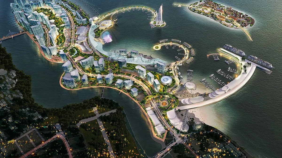 中共積極沿著中東到南海的海洋航線建立一系列的軍事與航運據點在,馬來半島南部,瀕臨麻六甲海峽的皇京港(Melaka Gateway)建設一個能夠滿足大型貨船需要的深水碼頭,預計2025年完工。(取自麻六甲皇京港臉書)