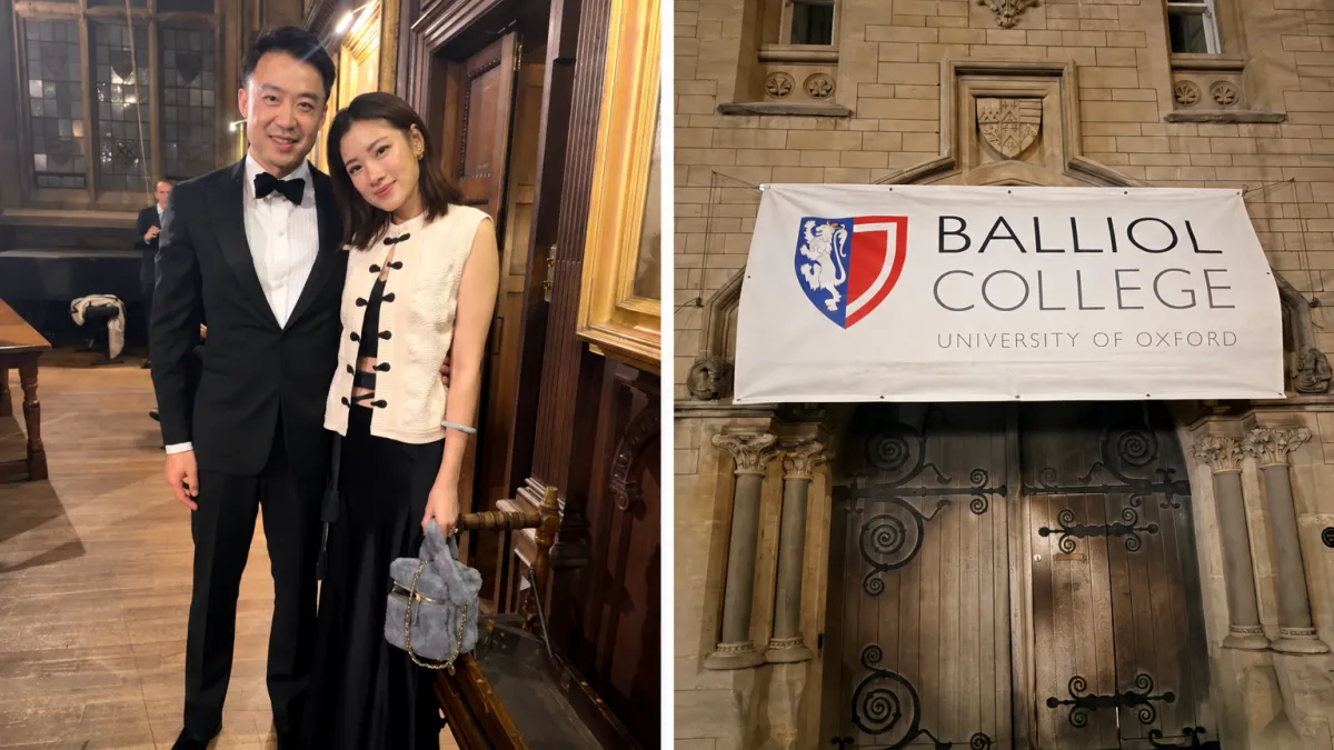 薄瓜瓜氏と妻の許惠瑜氏。2026年10月、英オックスフォード大学ベリオール・カレッジで撮影。(Xより)
