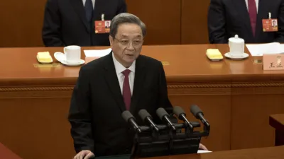 2018年3月3日,中國全國政治協商會議開幕,主席俞正聲就過去5年的政協工作進行報告。(AP)
