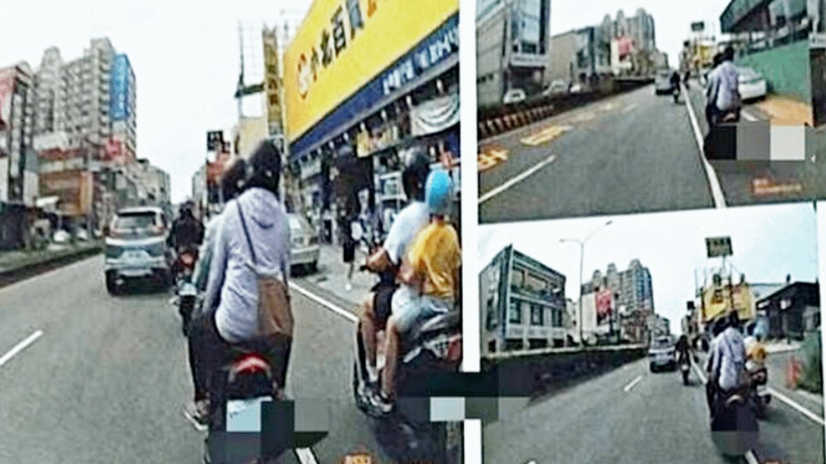 朱正軒昨日於質詢時表示,該名機車騎士因在汽、機車道變換車道未打方向燈,5分鐘內連收9張1200元的罰單。(圖/翻攝自記者爆料網) 朱正軒昨日於質詢時表示,該名機車騎士因在汽、機車道變換車道未打方向燈,5分鐘內連收9張1200元的罰單。(圖/翻攝自記者爆料網)