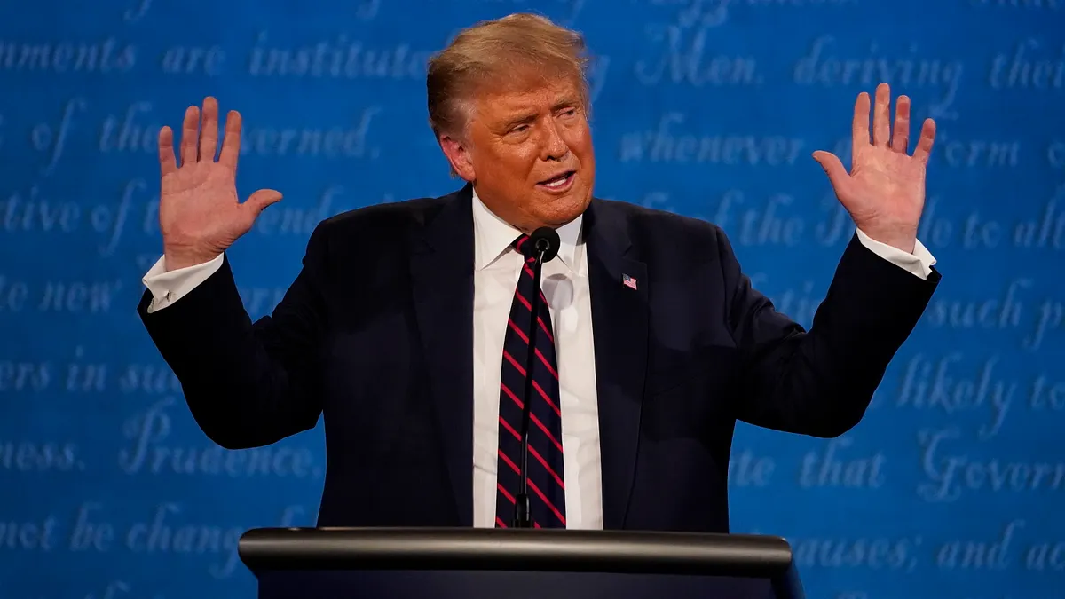 2020美國總統大選首場辯論,共和黨候選人川普。(AP)