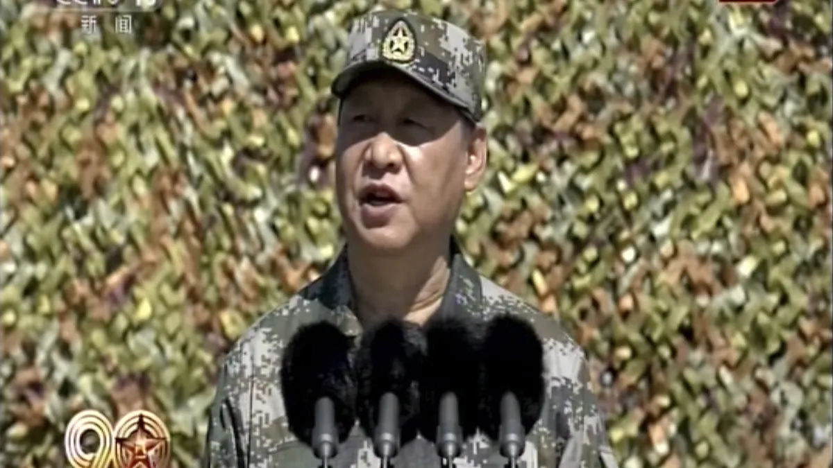 中國人民解放軍為慶祝建軍90周年,在內蒙古朱日和基地舉行大閱兵,習近平親自主持(AP)