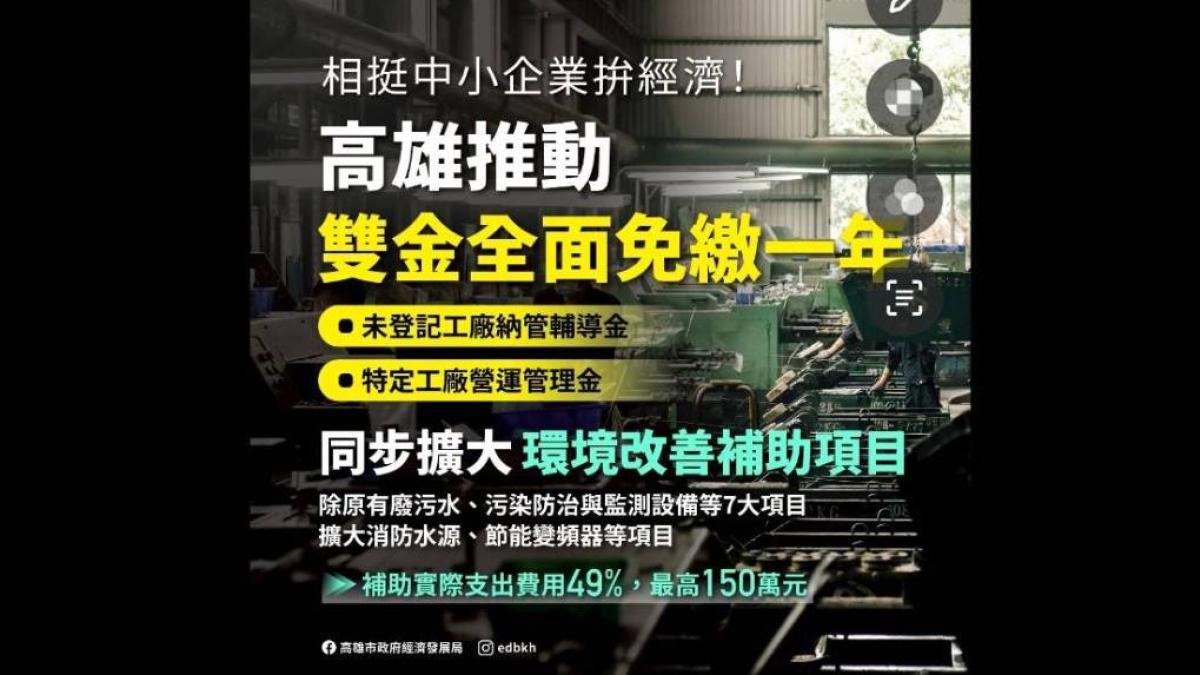 挺傳產、拚經濟!高雄推納管及特定工廠「雙金全面免繳一年」 擴大環境改善補助項目