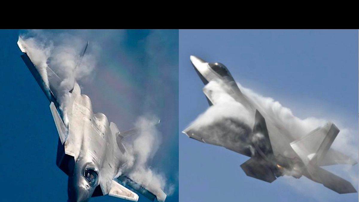 中國的殲-20(左)與美軍的F-22(右)。(翻攝中國軍網/洛克希德馬丁官網) 中國的殲-20(左)與美軍的F-22(右)。(翻攝中國軍網/洛克希德馬丁官網)