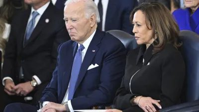 美國前總統拜登(Joe Biden)和前副總統賀錦麗(Kamala Harris)1月20日出席川普的總統就職典禮。(資料照,AP)