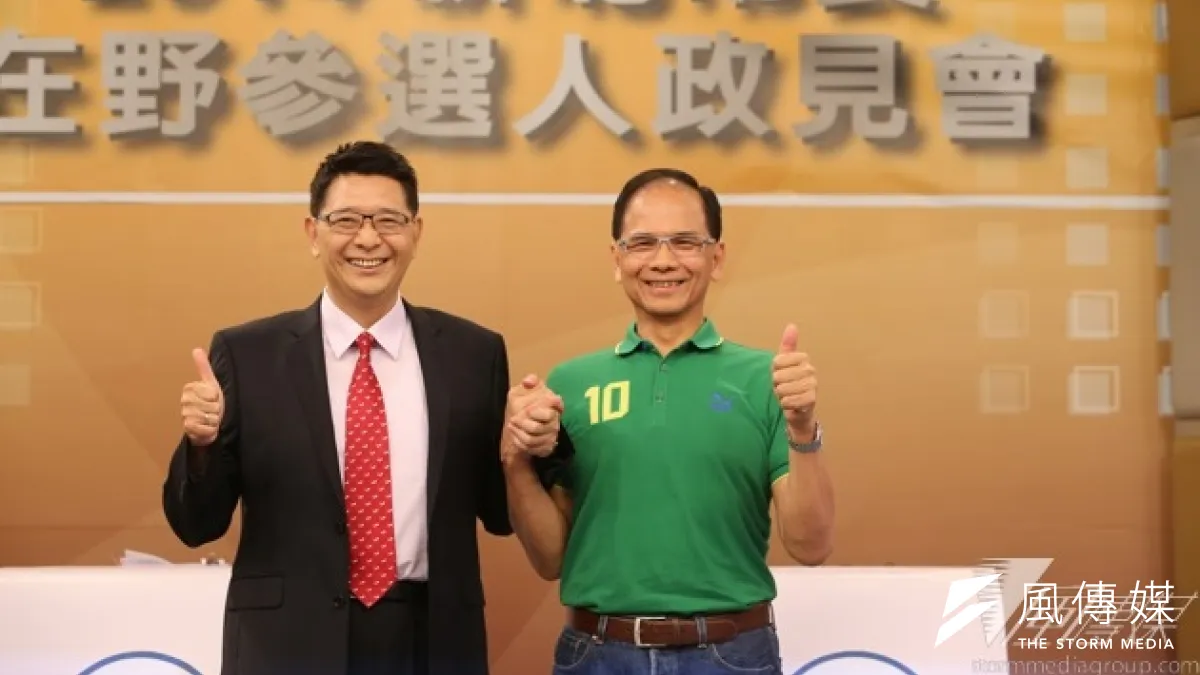 台聯推出林志嘉、民進黨則推派游錫堃角逐新北市長。綠營於周四晚上要進行新北市長選舉在野整合民調,台聯方面認為朱已表態,應改互比式民調為與朱的對比式民調,但民進黨仍認為應進行互比市民調。(吳逸驊攝)