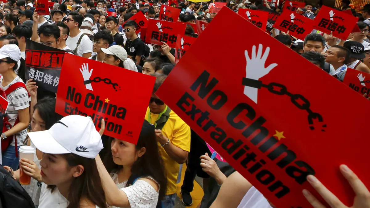 香港「民間人權陣線」9日發起反對修訂《逃犯條例》的反送中大遊行。(資料照,美聯社)