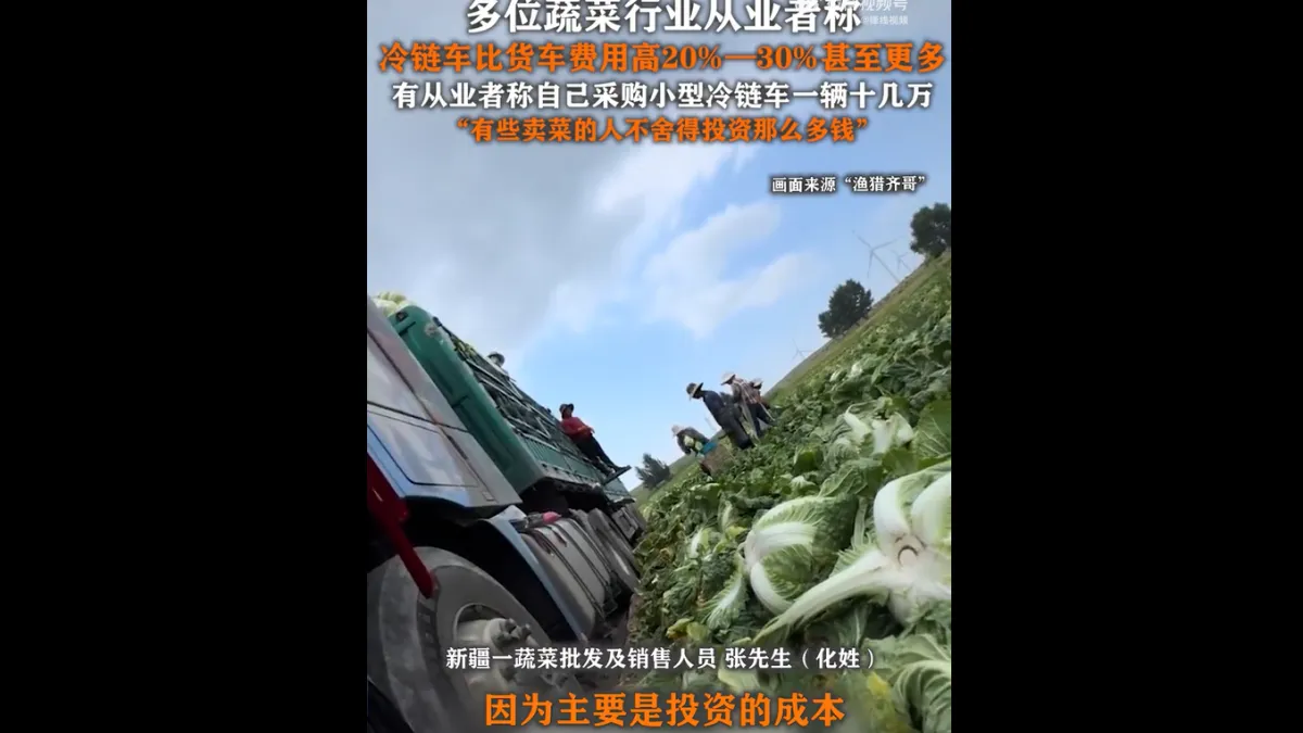 A screenshot circulated on Weibo shows workers in Hebei dipping napa cabbage in a solution containing formaldehyde before loading it onto trucks bound for markets across China.