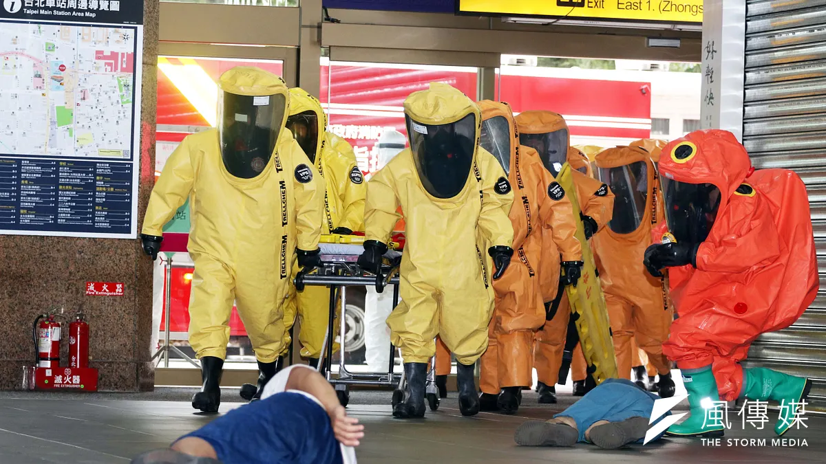 台北車站特定區聯合防災中心23日舉行災防演練。(蘇仲泓攝) 台北車站特定區聯合防災中心23日舉行災防演練。(蘇仲泓攝)