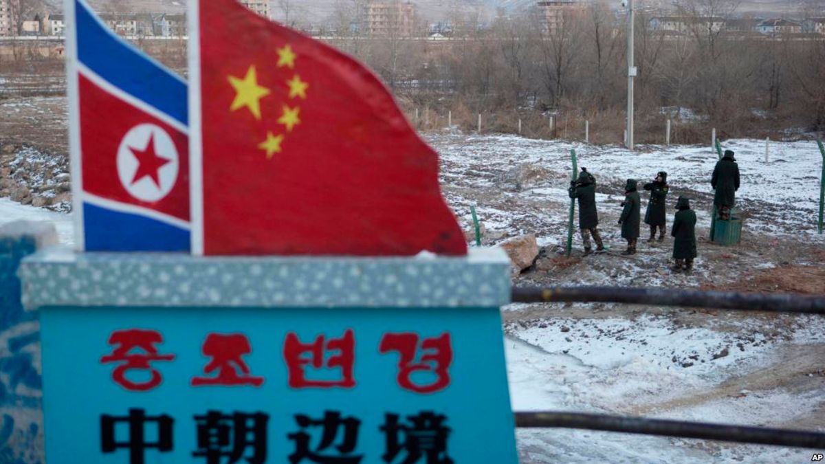 吉林省圖們市的中朝邊境。(美國之音) 吉林省圖們市的中朝邊境。(美國之音)